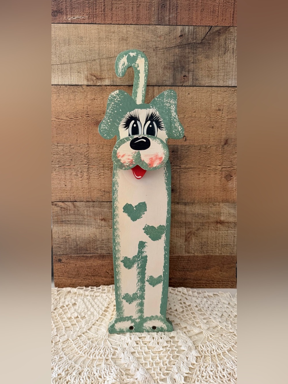 VTG Folk Art Kitschy Dog Toilet Paper Holder